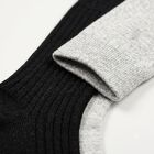 Men's Crew Length Ribbed Pack of 2 Socks ( Grey, Black ), Black, small