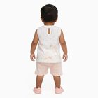 Infant White Cotton Bunny Print Sleeveless Top and Pastel Pink Shorts Set, Peach, small