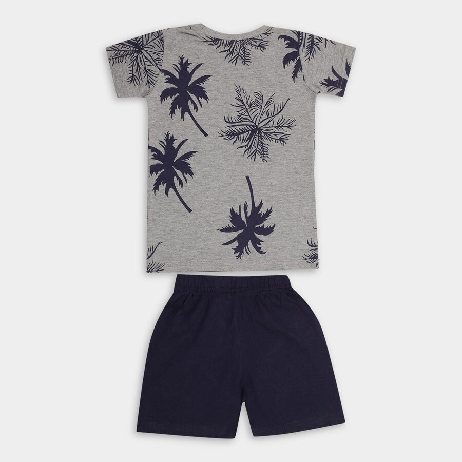 Boys' 100% Cotton Knit Baba Suit , Melange Light Grey, large image number null