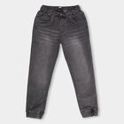 Boys' Charcoal Grey Jogger Fit Elastic Waist Jeans, Light Grey, small image number null