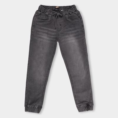 Boys' Charcoal Grey Jogger Fit Elastic Waist Jeans
