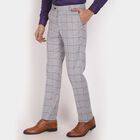 Checks Straight Fit Formal Trousers, Light Grey, small image number null