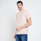 Men's Round Neck Half Sleeves T-Shirt, Light Pink, small