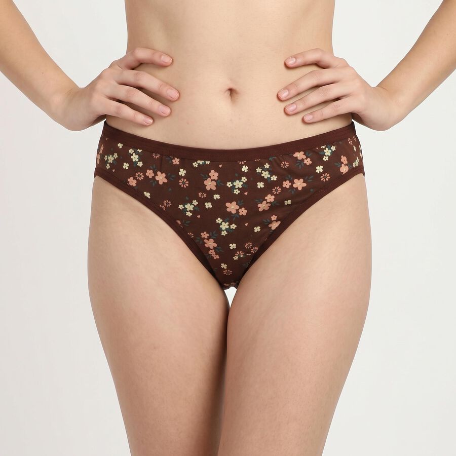 Women's Brown Regular Fit Floral Panty, Brown, large