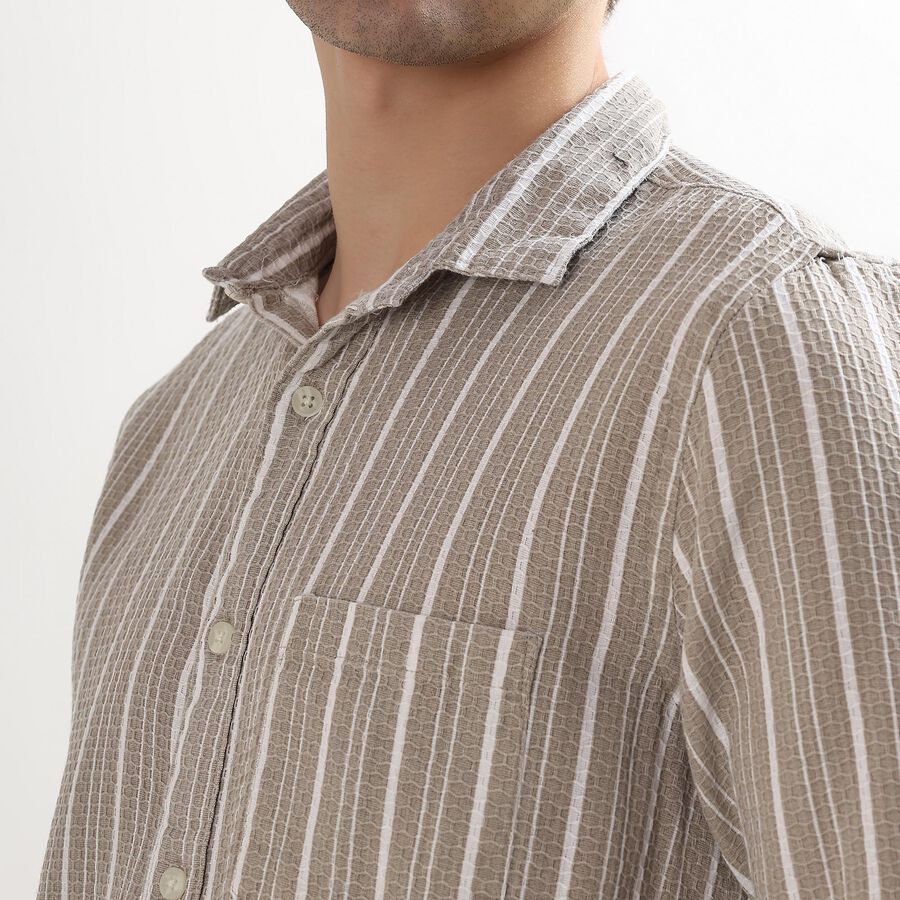 Men's 100% Cotton Regular Collar Casual Shirt, Khaki, large image number null