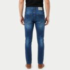 Men's Blue Slim Fit Washed Jeans, Dark Blue, small