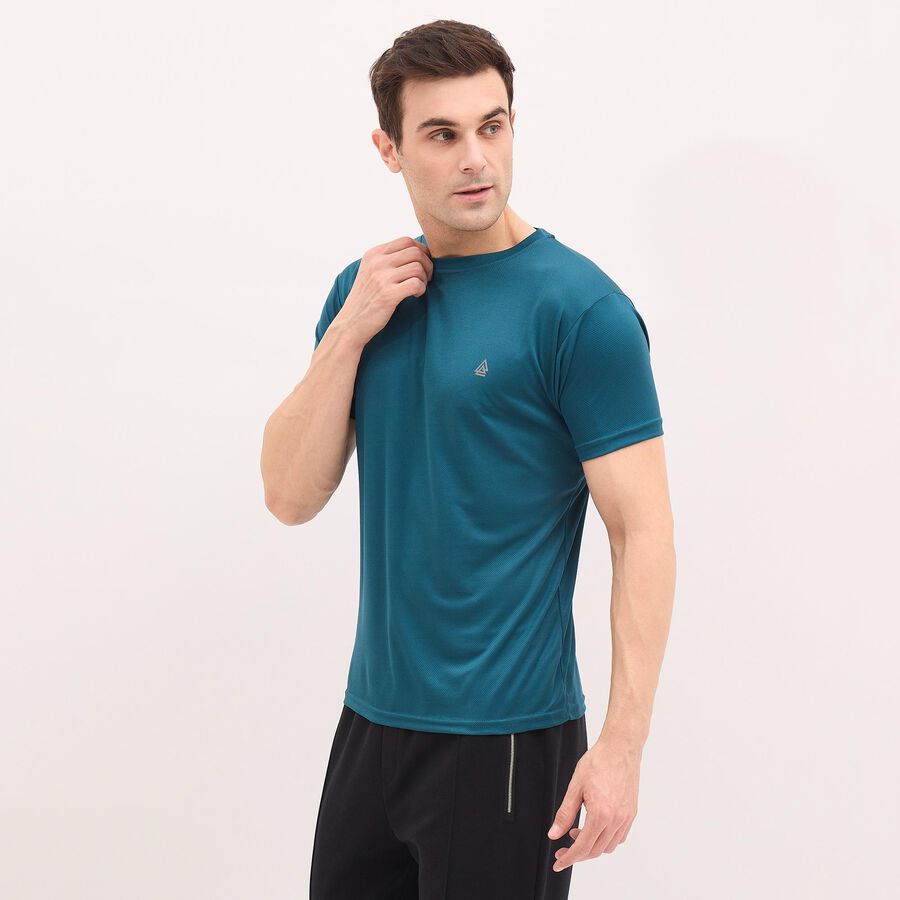 Men's Teal Crew Neck Drifit T-Shirt, Teal Blue, large image number null