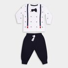Infants' Navy Cotton Round Neck Solid Baba Suit, Navy Blue, small image number null