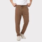 Men's Brown Slim Fit Drawstring Track Pants, भूरा, small