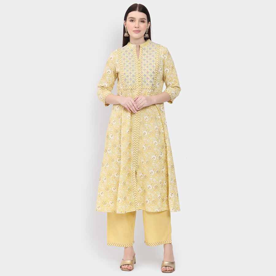 Ladies' 100% Cotton Kurta, मस्टर्ड, large image number null