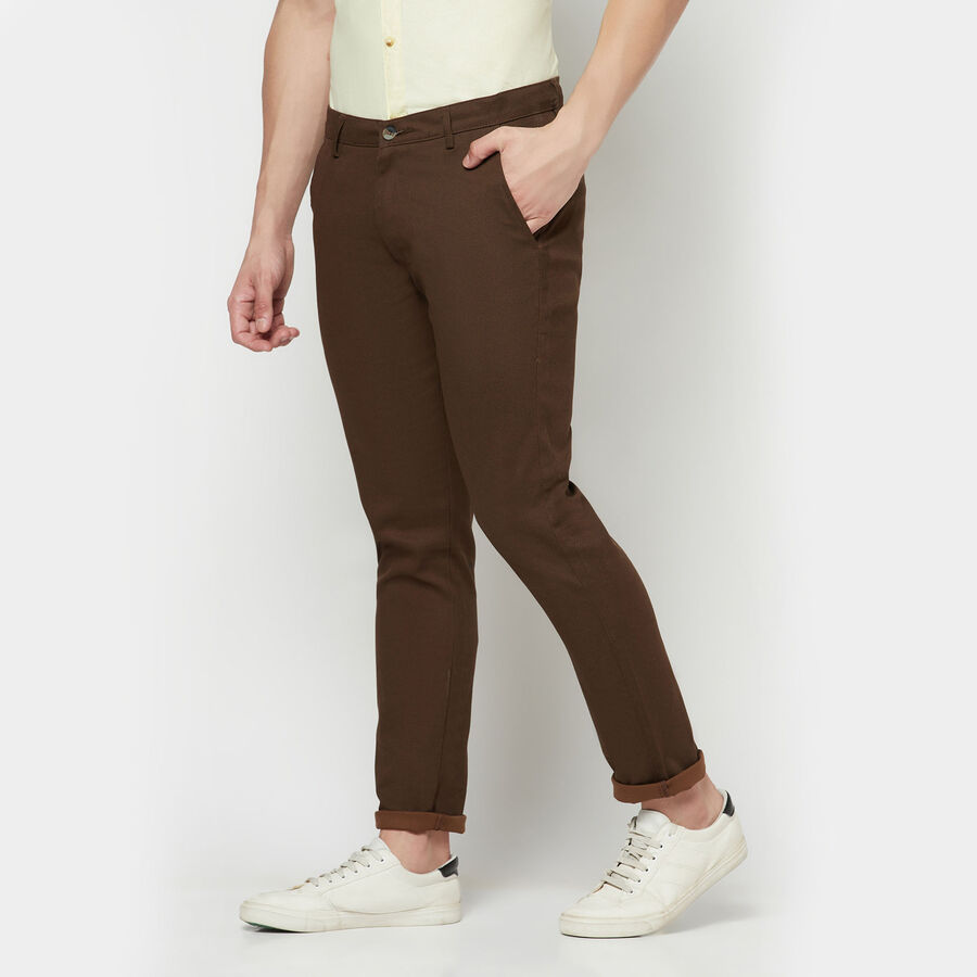 Printed Cross Pocket Trousers, Brown, large image number null