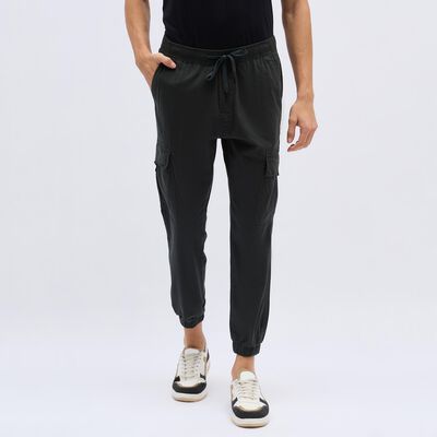 Men's Deep Charcoal Slim Fit Cargo Trousers