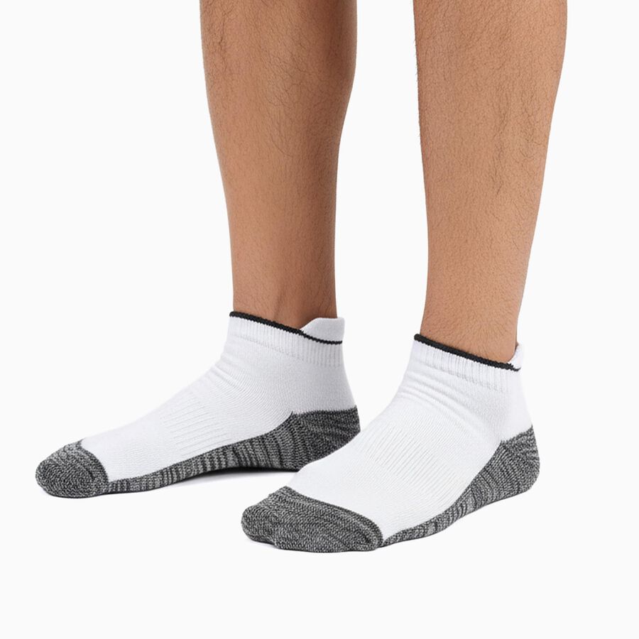 Men's Dark Navy Blue and Black Ankle Length Socks Pack of 3, White, large
