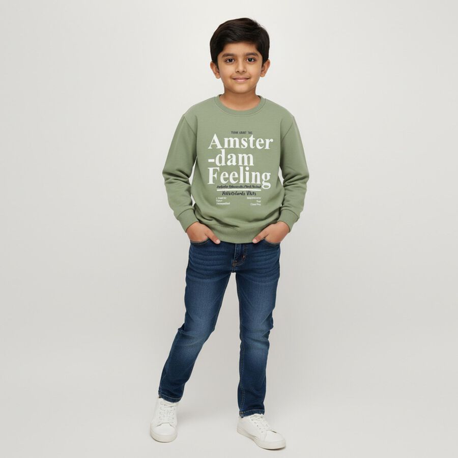 Boys' Sweatshirt, हल्का हरा, large image number null