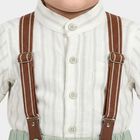 Infants' Mint Green Mandarin Collar Striped Suspender Baba Suit, Light Green, small