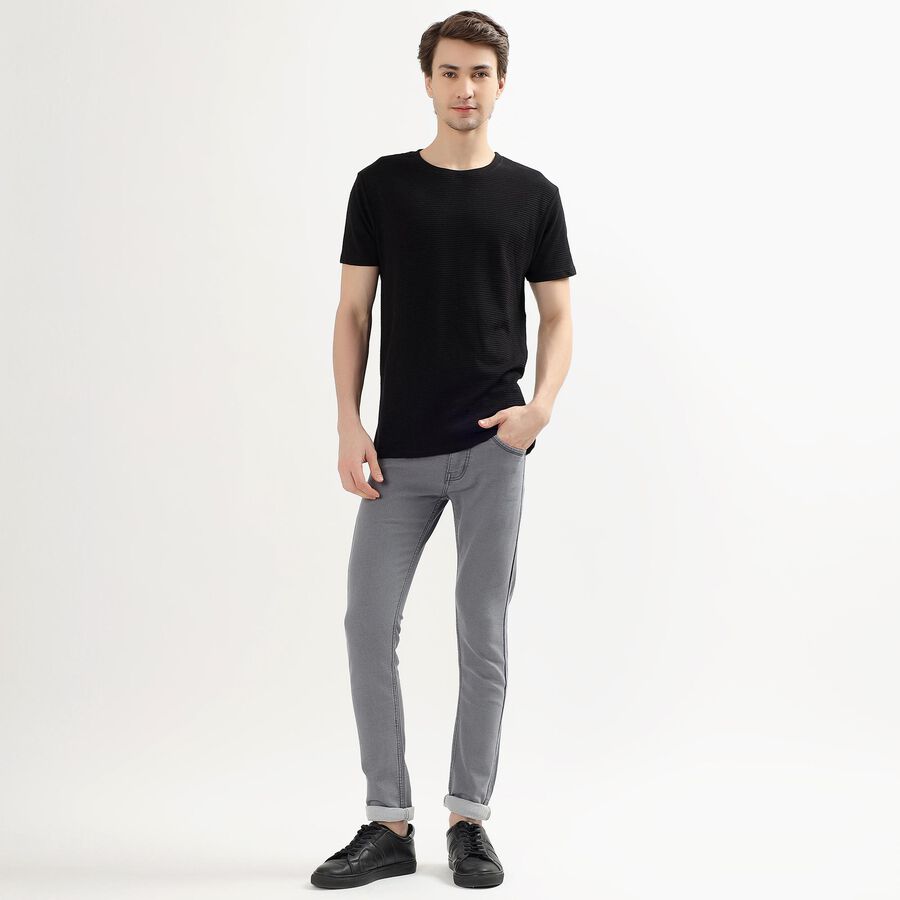 Men's Muted Steel Grey Skinny Fit Five Pocket Jeans, Light Grey, large image number null