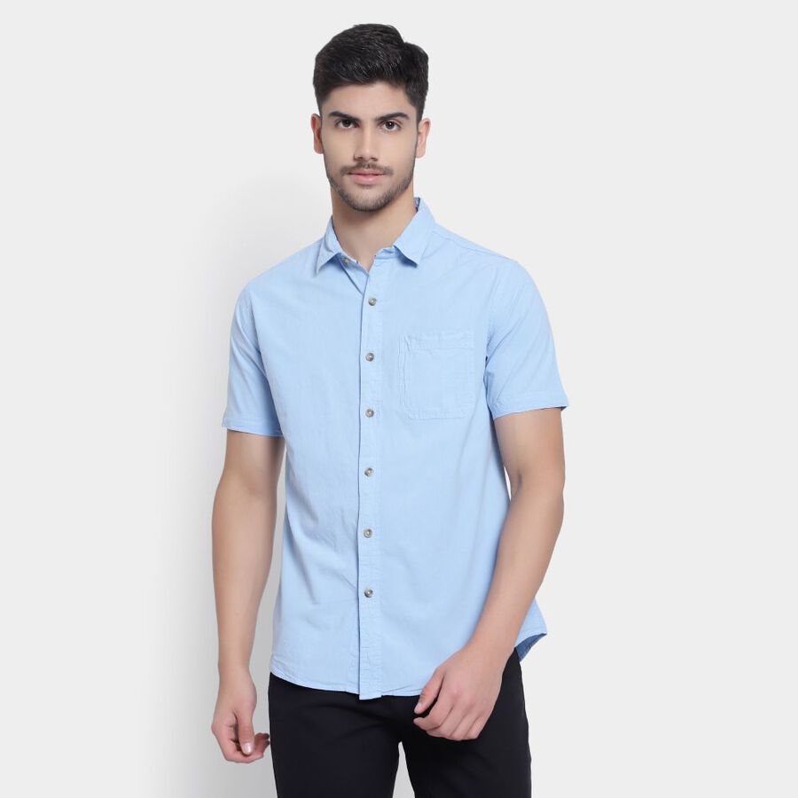 Cotton Solid Casual Shirt, Light Blue, large image number null