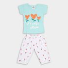 Girls' Cotton Capri Set, Aqua, small image number null