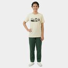 Girls White Round Neck Casual T-Shirt, ऑफ व्हाइट, small