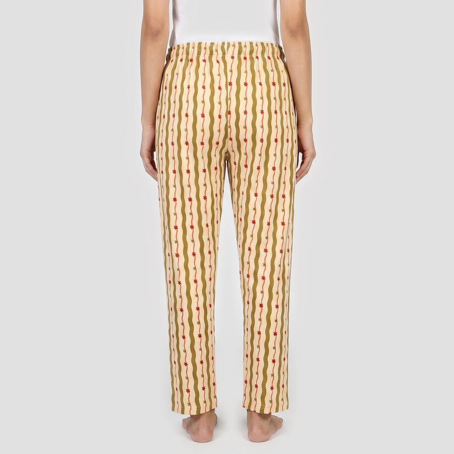 Women's Beige Relaxed Fit Solid Sleep Pyjama, गहरा पीला, large