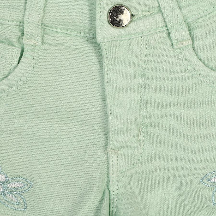 Girls' Light Green Regular Fit Casual Shorts, हल्का हरा, large