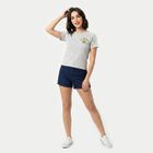 Women's Grey Cotton Blend Round Neck Regular T-Shirt, मिश्रित हल्का ग्रे, small
