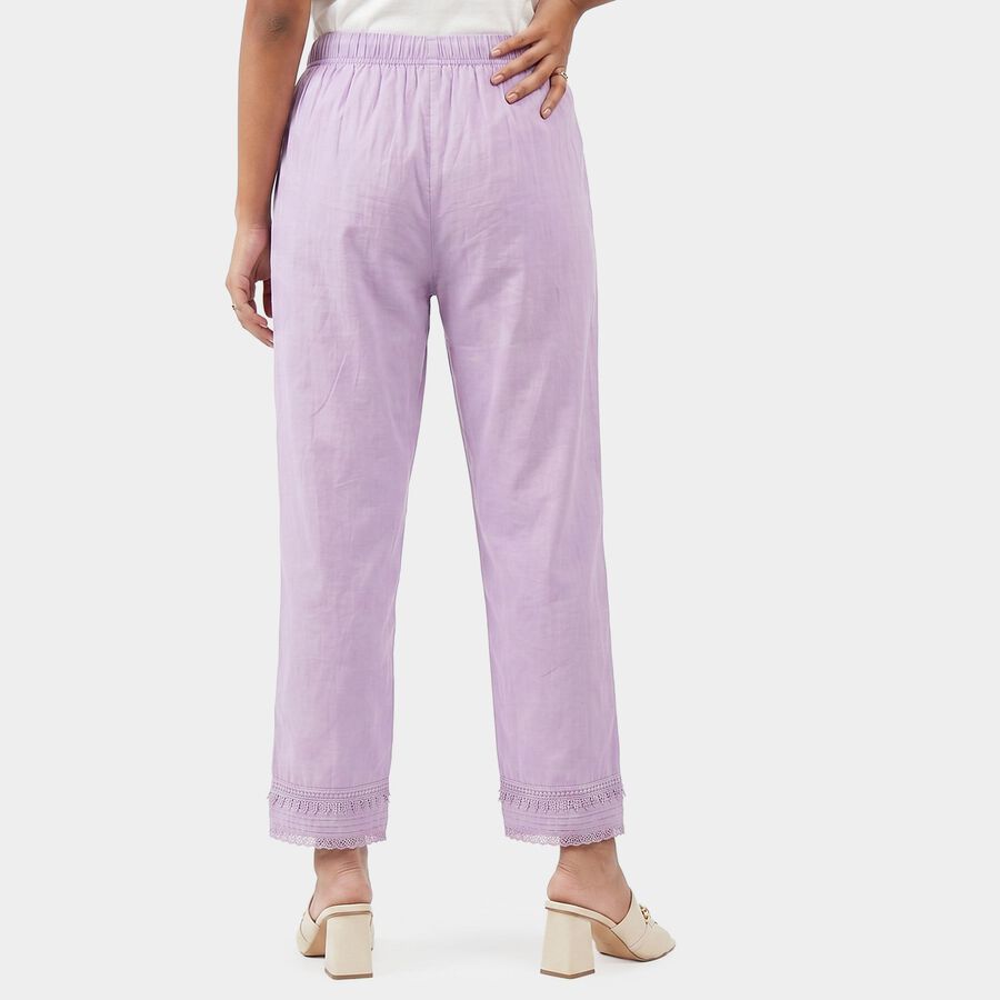 Women's Lilac Regular Fit Solid Palazzos, लाइलेक, large
