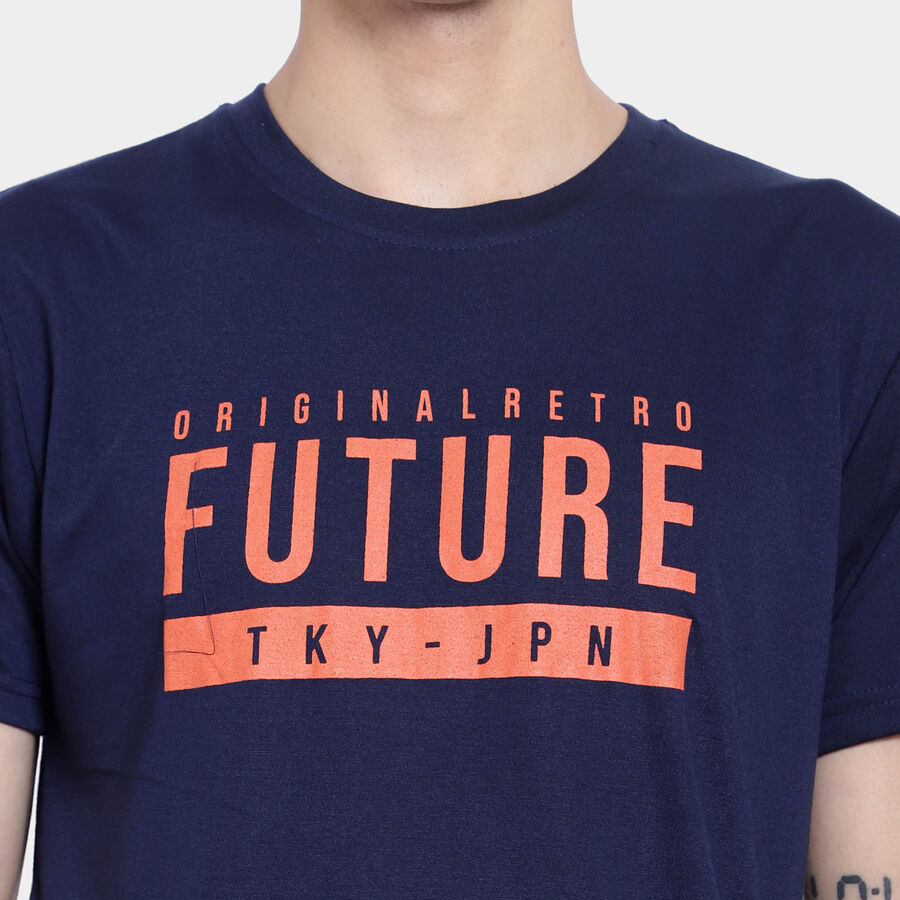 Round Neck T- Shirt, नेवी ब्लू, large image number null