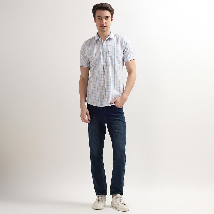 Men's 100% Cotton Regular Collar Casual Shirt, Light Grey, large image number null