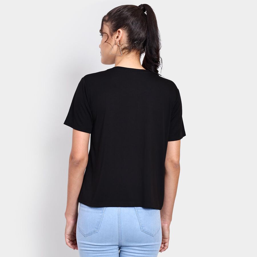 Ladies' Round Neck T-Shirt , काला, large image number null