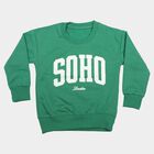 Boys' Green Crew Neck Pullover Sweatshirt, गहरा हरा, small