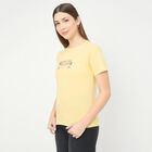 Women's Bright Yellow Round Neck Casual T-Shirt, Yellow, small