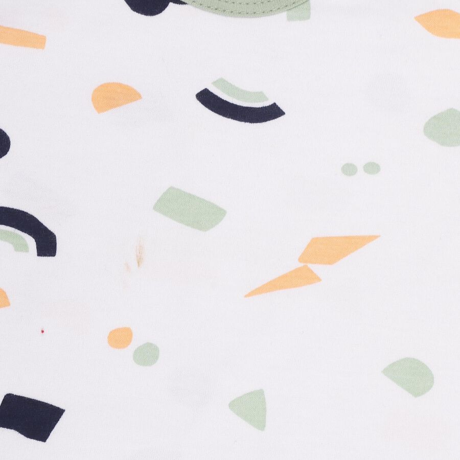 Infants' Light Green Cotton Boat Neck Printed Baba Suit, हल्का हरा, large image number null