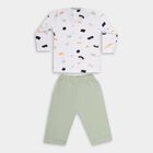 Infants' Light Green Cotton Boat Neck Printed Baba Suit, हल्का हरा, small image number null