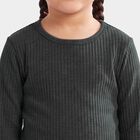 Girls' Charcoal Long Sleeve Thermal, चारकोल, small