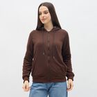 Women's Dark Chocolate Hooded Casual Sweatshirt, Brown, small image number null