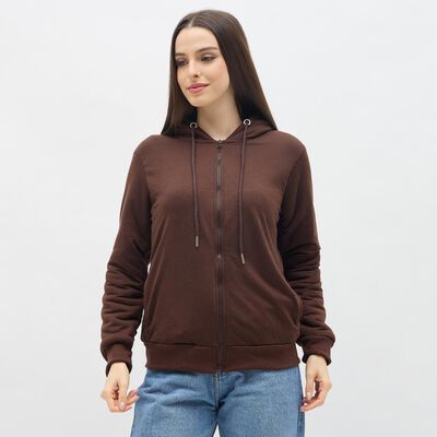 Women's Dark Chocolate Hooded Casual Sweatshirt