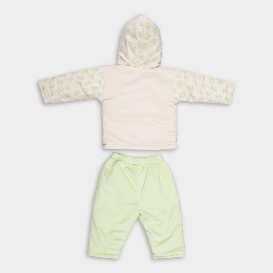 Infants' Light Green Hooded Embroidered Baba Suit, Light Green, large image number null