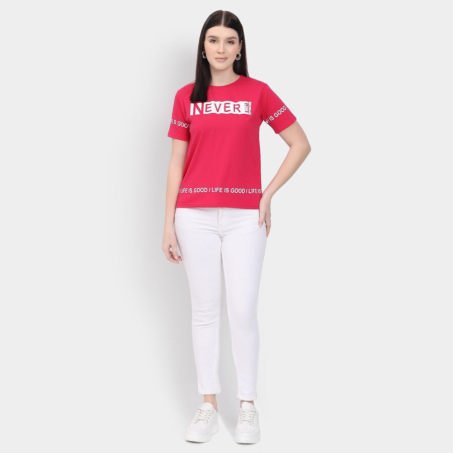Ladies' Round Neck T-Shirt , Fuchsia, large