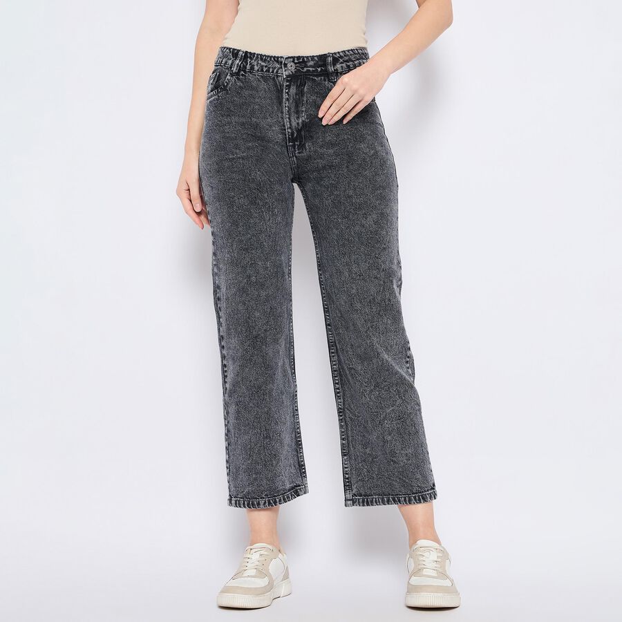 Ladies' 100% Cotton Jeans , गहरा ग्रे, large image number null