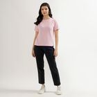 Women's Light Pink Cotton Round Neck T-Shirt, Light Pink, small