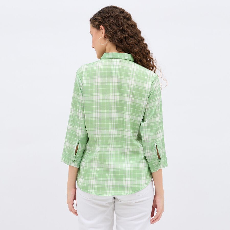 Women's Light Sage Green Checked Classic Shirt, Light Green, large image number null