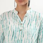 Women's Muted Aqua Green Mandarin Collar Printed Kurti, गहरा हरा, small image number null