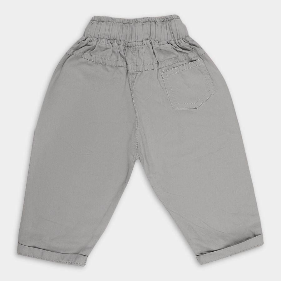 Infants Light Gray Elastic Waist Embroidered Trousers, हल्का ग्रे, large image number null