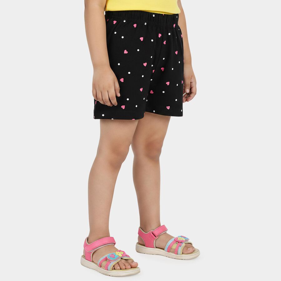 Girls Black Regular Fit Casual Shorts, काला, large
