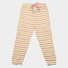 Girls' Yellow Straight Fit Striped Pyjama, पीला, small