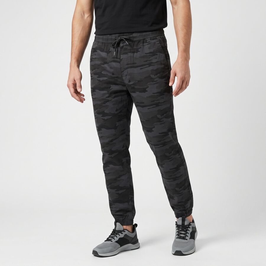 Men's Mid Blue Slim Fit Camouflage Jogger Trousers, मध्यम नीला, large
