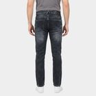 Men's Navy Blue Slim Fit Washed Jeans, Dark Blue, small
