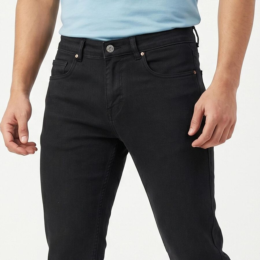 Men's Dark Grey Slim Fit Solid Jeans, गहरा ग्रे, large