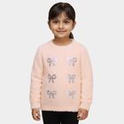 Girls Light Pink Round Neck Casual Pullover, हल्का गुलाबी, small image number null